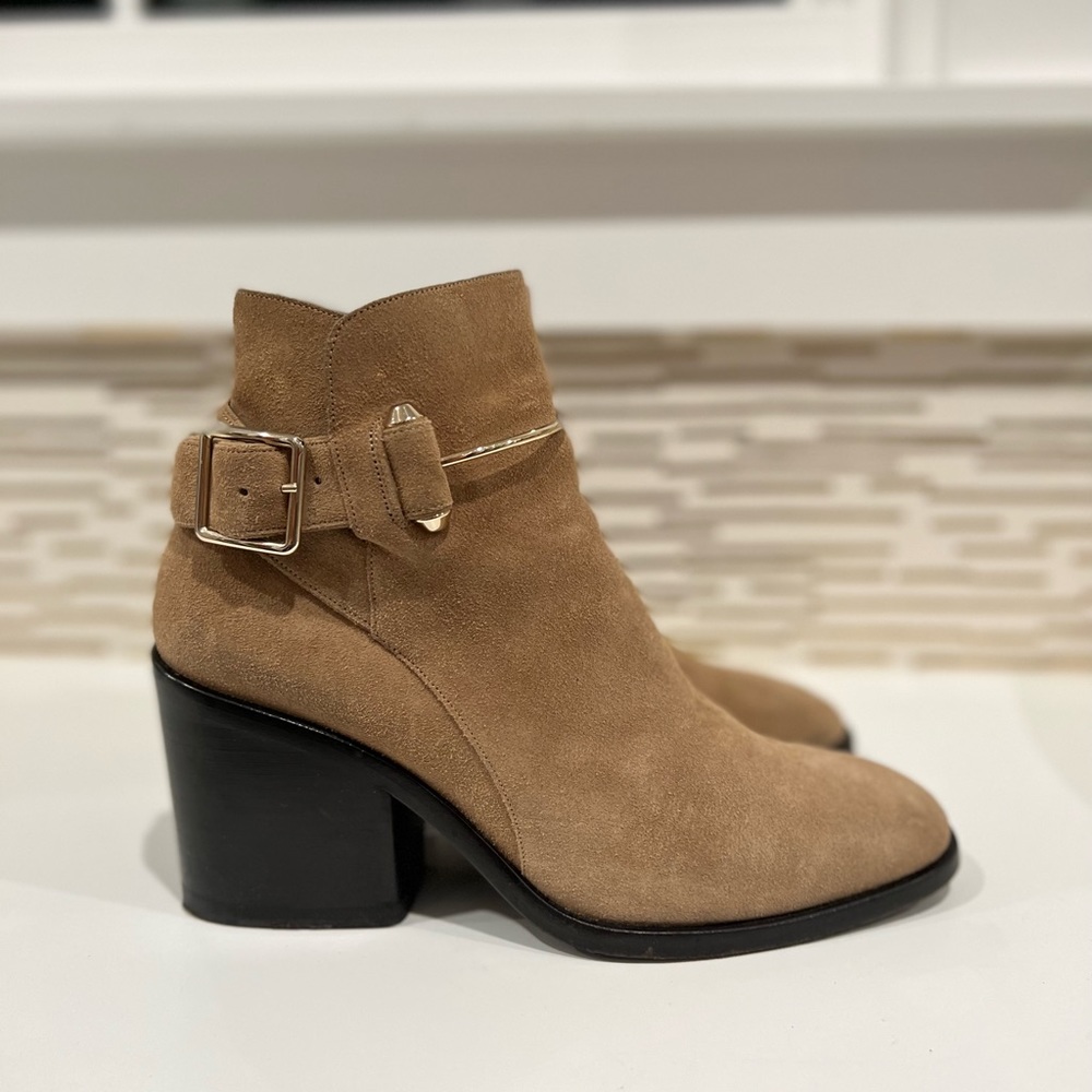 Balenciaga Suede Bar Buckle Ankle Boots